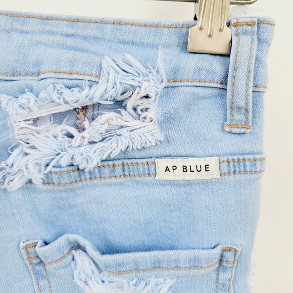 AP Blue Aphrodite Size 28 Medium distressed denim shorts - Picture 5 of 10